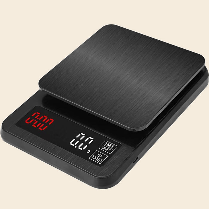 Black coffee scale with built-in timer